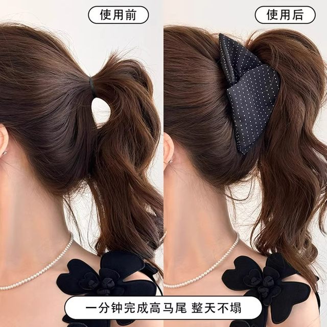 French Hepburn style fabric polka dot grab clip, fashionable temperament hair clip on the back of the head, hair shark clip, Korean hair accessory