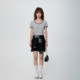 GROVE 25SS Spring and summer new contrasting color large round neck slim short-sleeved T-shirt GCM5TS07