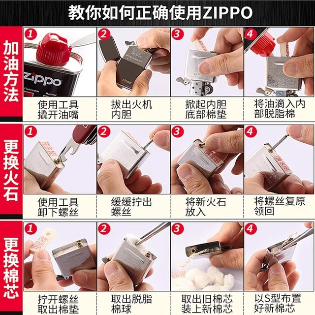 Zippo lighter oil accessories flint asbestos core official genuine kerosene American original genuine special fuel oil