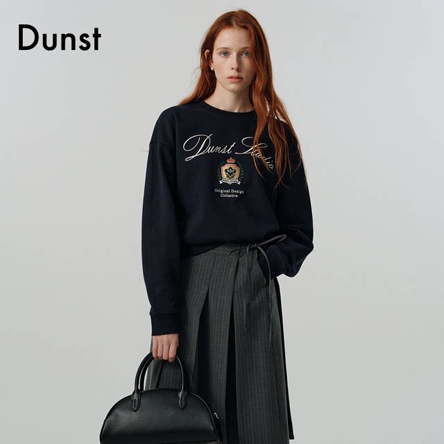 Dunst neutral style classic LOGO sweatshirt round neck pullover sweatshirt commuting versatile top UDTS5A113
