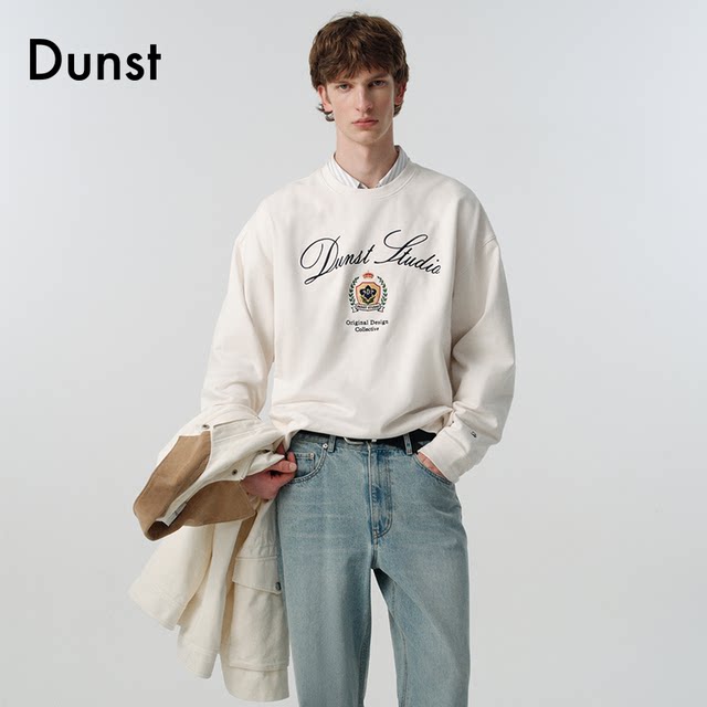 Dunst neutral style classic LOGO sweatshirt round neck pullover sweatshirt commuting versatile top UDTS5A113
