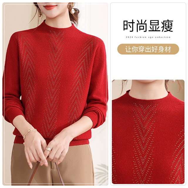 Yanying Mama 100% sheep wool sweater 2025 new warm sweater