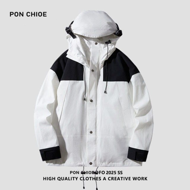 Ponchioe men's outdoor hiking mountain jacket windproof waterproof camping hooded jacket women's hooded jacket
