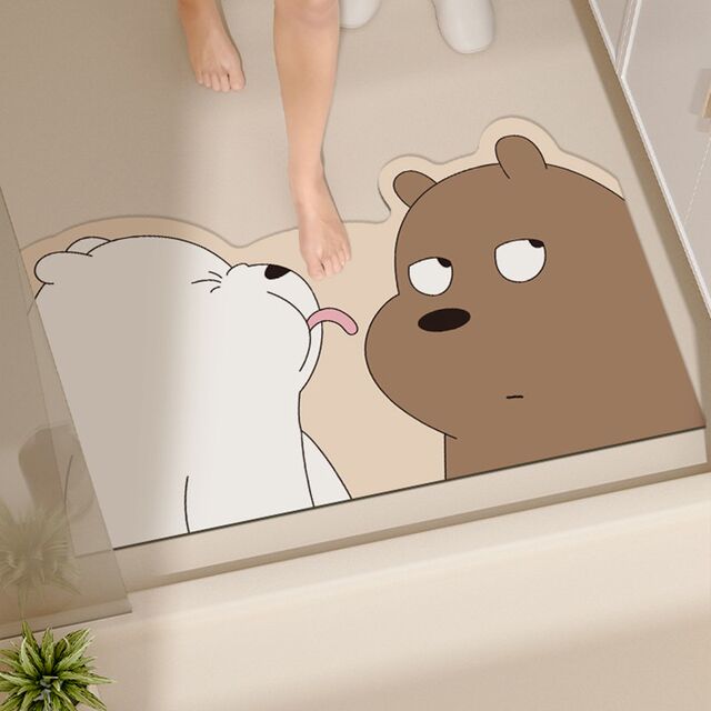 Noisy bear sticks out tongue soft diatom mud floor mat foot pad absorbent non-slip bathroom toilet toilet sink floor