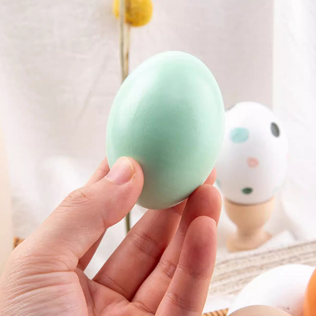 Solid wooden simulated eggs, nesting fake egg models, children's hand-painted graffiti eggs, play house puzzle crafts