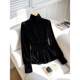 French unique super beautiful inner long -sleeved gold velvet shirt in winter light luxury high -level black plus velvet shirt
