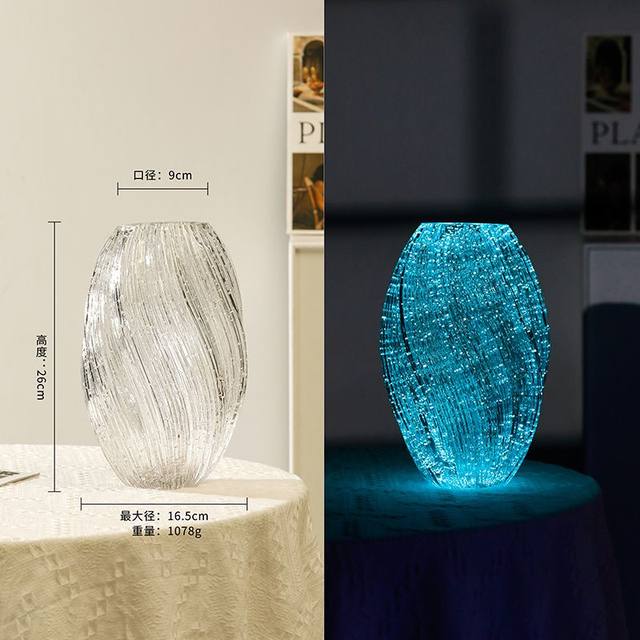 Light luxury simple vase glass high-end home living room flower arrangement water petal utensil