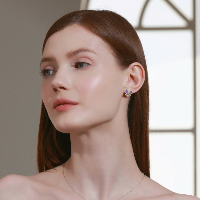 Herrin Dorn gilt butterfly earrings earrings purple romantic light luxury high-end