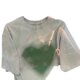 Pure cotton bag collar green love printed short -sleeved girl summer loose and leisure versatile fresh sweet mid -sleeved top female

