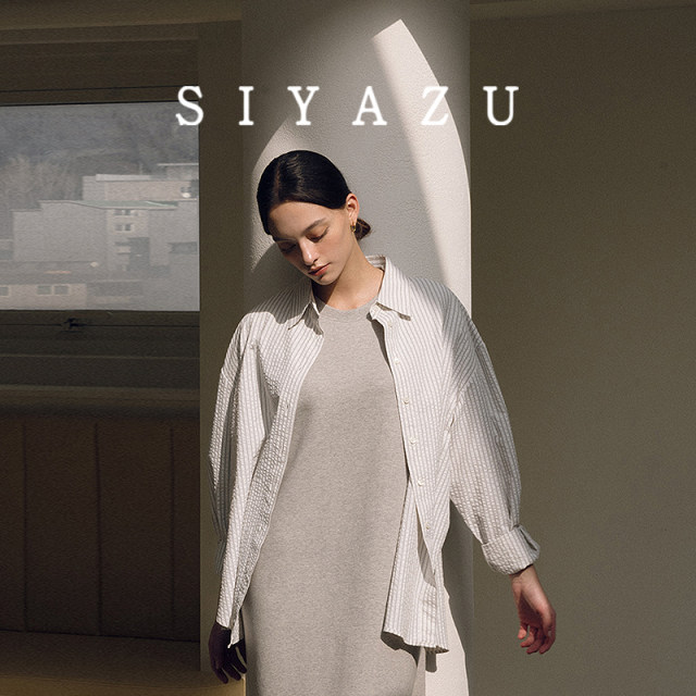 SIYAZU Korean designer brand Bubble yarn long-sleeved shirt loose striped Korean commuter casual shirt