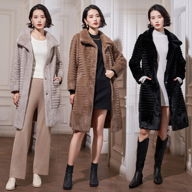 Ma Tiannu's new solid color lapel long coat warm and thickened jacket fashionable and versatile women's temperament