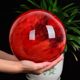Natural red crystal ball ornaments, good luck, smelting red auspicious beads, round office fire attribute decoration