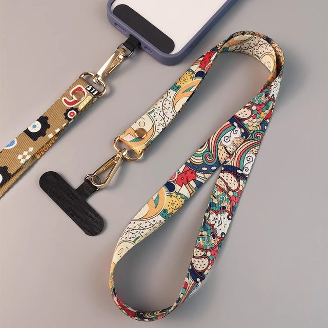 
Original high-end tribal style mobile phone diagonal lanyard adjustable wide anti-loss rope durable creative clip removable