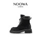 NOOWA British thick heel Martin boots for women 2025 autumn fashionable polished leather heightening versatile lace-up short boots