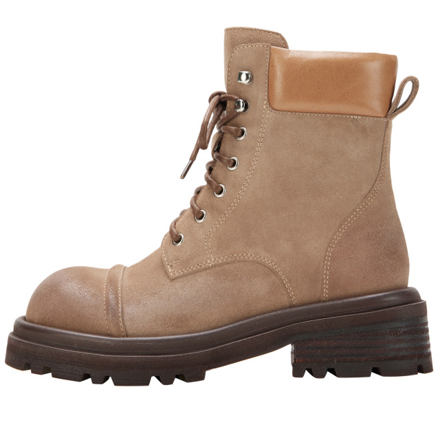 NOOWA British thick heel Martin boots for women 2025 autumn fashionable polished leather heightening versatile lace-up short boots