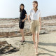 Amii2025 summer new style suit collar letter chain embroidered white shirt women's design niche short-sleeved top
