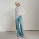 Amii2025 spring new commuter hook flower hollow perspective wool sweater wool cardigan women loose cotton top
