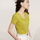 Amii2025 summer new minimalist solid color slim short-sleeved pullover V-neck modal cotton top T-shirt for women