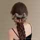 
High-end retro floral ribbon large intestine hair tie for women 2025 new style ponytail ball head large rubber band hair rope