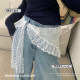 
Sweet style lace triangle scarf butt curtain for women in summer irregular mesh layered white short skirt with outer cover skirt