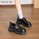 Xiyu black leather shoes for women 2025 new spring high heels temperament without tiring feet thick heels loafers
