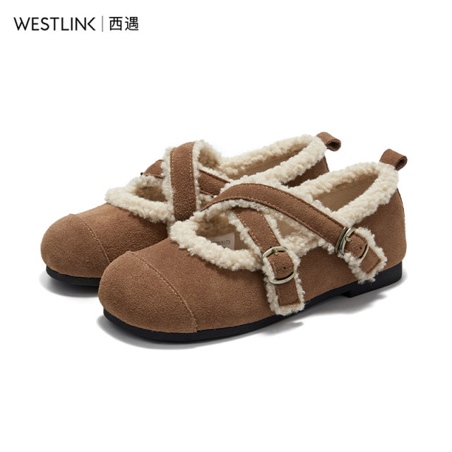 Xiyu Maomao Shoes for Women 2025 Autumn and Winter New Baotou Light Mouth Single Shoes Birken Snow Shoes Soft Sole One-Strip Flat Sole