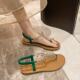 Roman thong sandals for women's outer wear 2025 summer new internet celebrity fairy style transparent rhinestone flat open toe sandals