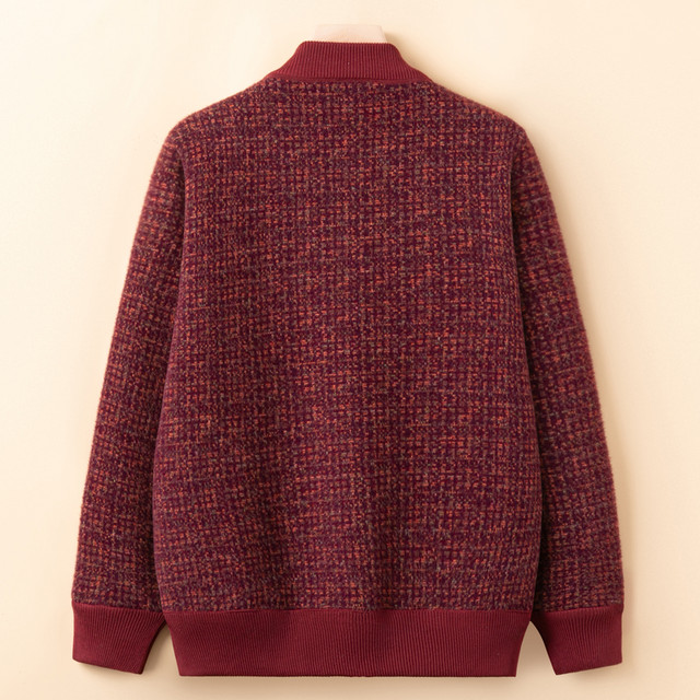 Grandma autumn and winter clothes plus velvet jacket for middle-aged and elderly knitted cardigan for female mother sweater thickened elderly clothes to keep warm
