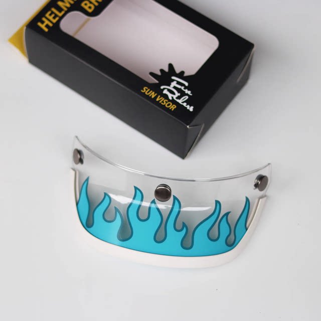 
fireriders retro helmet brim flame plaid cartoon personality visor duck tongue motorcycle decoration