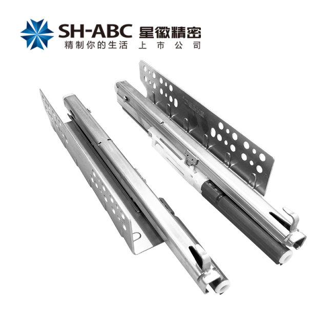 Drawer track slide rail hidden bottom support telescopic three-section track damping buffer drawer slide track