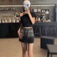 Large size women's retro versatile denim short skirt for women 2025 summer thin heavy industry hot diamonds full of star hip skirt