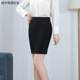 Spring and Autumn Professional Skirt Anti-exposure One-step Medium Skirt OL Women's Hip Skirt High Waist Elastic Black Pocket Work Skirt
