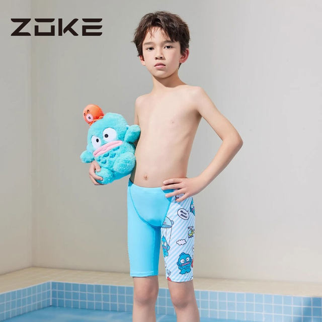 zoke/zhouke children's swimsuit five-point swimming trunks professional swimming boys hot spring vacation quick-drying racing middle and older children