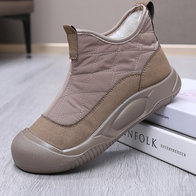 2025 winter new style velvet thickened warm high-top mother cotton shoes fashionable casual snow boots one-legged
