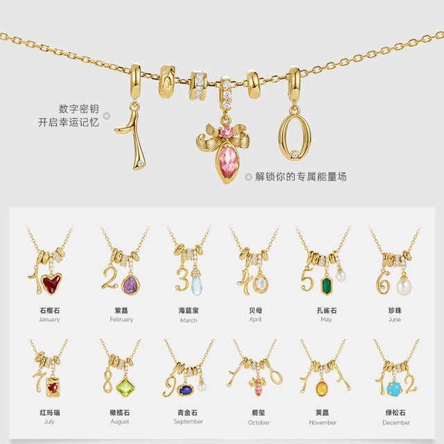 
Amber Lollipop birthstone necklace light luxury gemstone clavicle chain birthday gift