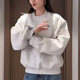 Autumn and winter holiday two-piece shirt cuffs with plaid casual gray sweatshirt for women loose lazy style top jacket
