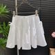 Sweet Bowbone Land Stitching A A -line Skirt Female Summer Worch Edge High -waisted Poisting Loose Skirt
