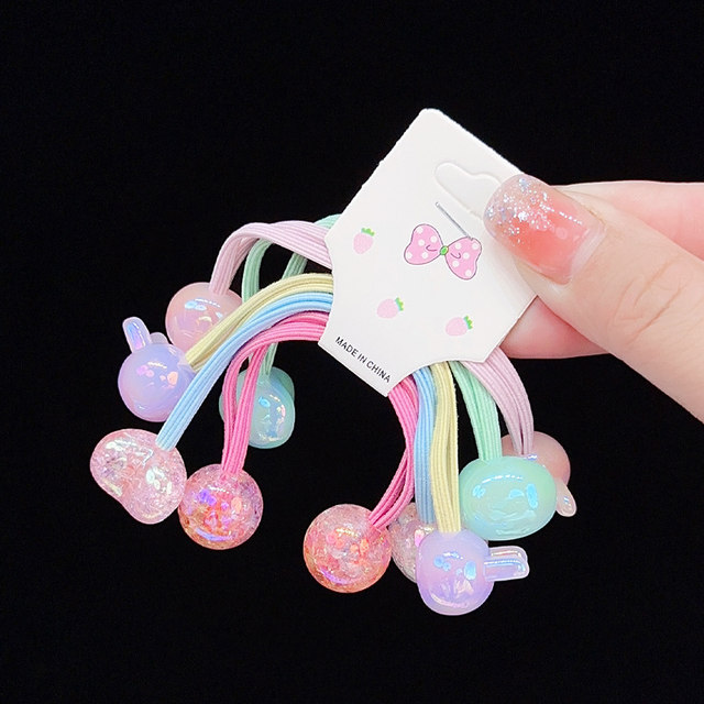 Children's candy colored head rope winding hair loop hair rope baby high elastic rubber band princess color bead braided ponytail ring