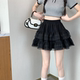 Large size white short skirt, summer high-waisted A-line skirt for fat girls, covering belly and making them slim, fluffy cake skirt, gauze skirt