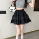 Large size white short skirt, summer high-waisted A-line skirt for fat girls, covering belly and making them slim, fluffy cake skirt, gauze skirt