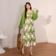 Blue language large size women's elegant hollow flower suspender skirt cardigan autumn dress suit