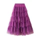 Cake skirt 2025 autumn new mesh long skirt design skirt versatile mesh spliced ​​puffy skirt 1219
