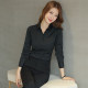 Black long-sleeved square collar plus velvet thickened professional shirt for women 2025 winter warm work clothes temperament formal shirt
