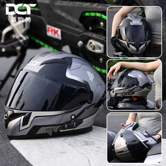 DOT Tiot motorcycle helmet 808 rear face helmet double lens full helmet men and women anti-fog motorcycle helmet 3C certification
