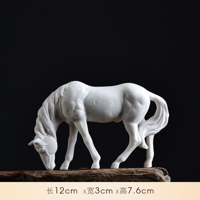 High-quality Dehua white porcelain animal white horse desktop small ornaments home gardening sand table water flow device landscaping ceramic accessories