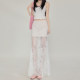 
2025 summer new pure white lace spliced ​​hip skirt for women with slim fit and slim A-line long skirt