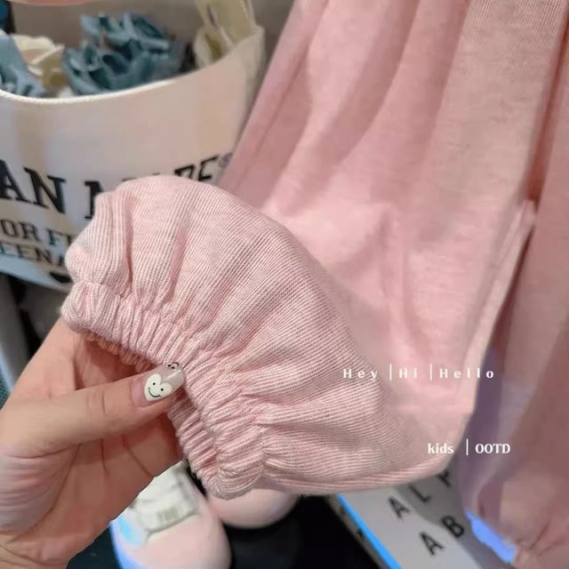 Lazy style girl cartoon autumn outfit fashionable children's casual style two-piece set 2024 autumn new Korean version