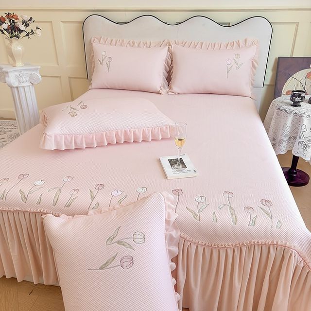 
Category A maternal and infant grade ice bean mat three-piece bed cover bed skirt summer ice silk mat air-conditioned soft mat cooling powder