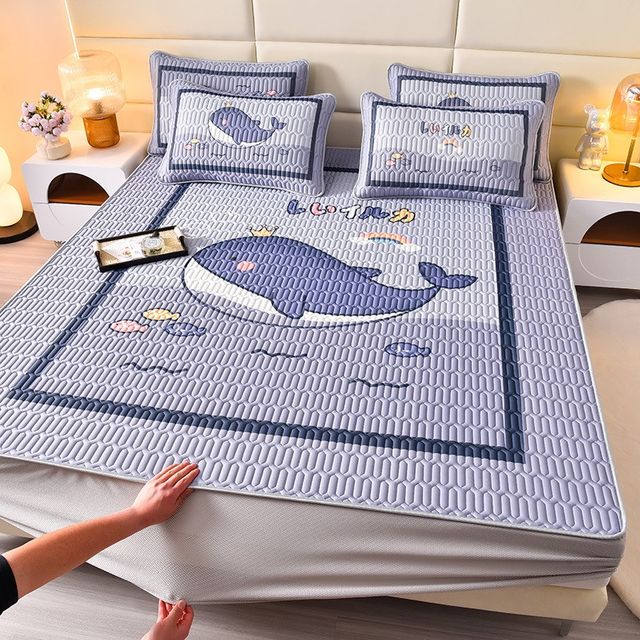 Ice silk latex mat, fitted sheet and cover three-piece set, maternal and infant grade A, latex mat, cool but not icy summer mat