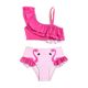 
Children's swimsuit cross-border bikini one-shoulder ruffle flamingo print K-flower triangle quick-drying little girl swimsuit